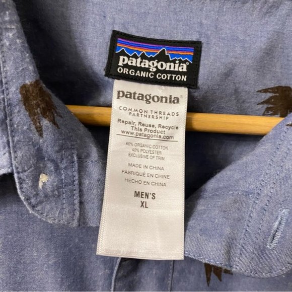 Patagonia Go To Shirt Button Down Pattern Slim Blue Organic Cotton Casual Pocket - Picture 7 of 13